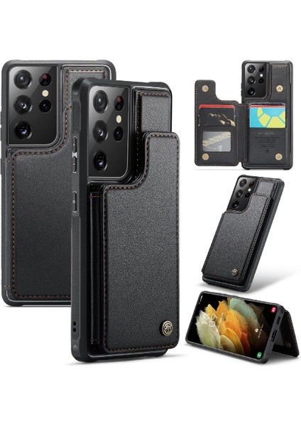 Samsung Galaxy S21 Ultra Kickstand Pu Deri Kart Için Caseme Cüzdan Kılıf (Yurt Dışından)