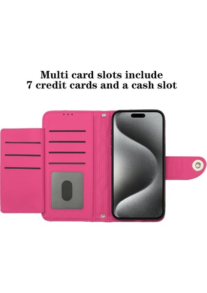 IPhone 15 Için Kılıf Pro Max Cüzdan Kapak Bilek Şeridi Darbeye Şık (Yurt Dışından)