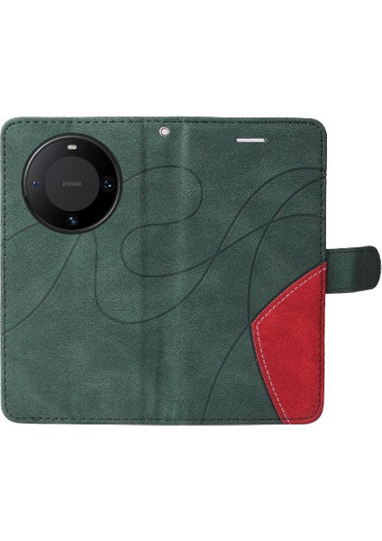 Huawei Mate 60 Pro Iki Renkli Dikiş Kickstand Koruyucu Pu (Yurt Dışından) modelleri