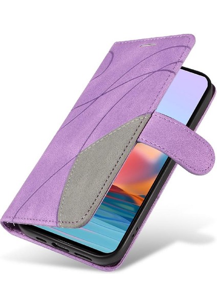 Kart Yuvası Standı Iki Renkli Pu Flip ile Xiaomi Redmi Not 10 Pro Için Kılıf (Yurt Dışından) modelleri