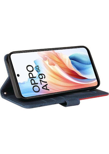 Oppo A79 5g Kickstand Koruyucu Iki Renkli Dikiş Pu Deri Için Kılıf (Yurt Dışından)