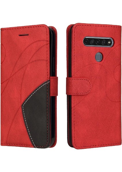 Lg K61 Kickstand Koruyucu Pu Deri Flip Folio Kılıf Için Iki Renkli (Yurt Dışından)