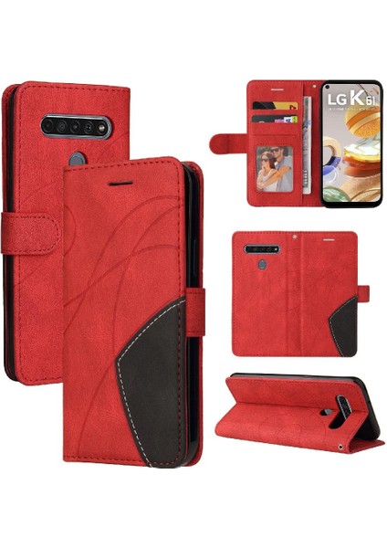 Lg K61 Kickstand Koruyucu Pu Deri Flip Folio Kılıf Için Iki Renkli (Yurt Dışından) fırsatları