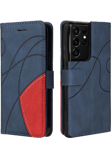Samsung Galaxy S21 Ultra Pu Deri Flip Folio Kılıf Kickstand (Yurt Dışından)