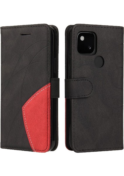 Kart Yuvası Standı ile Google Piksel 5 Için Kılıf Pu Deri Flip Folio Kılıf (Yurt Dışından)