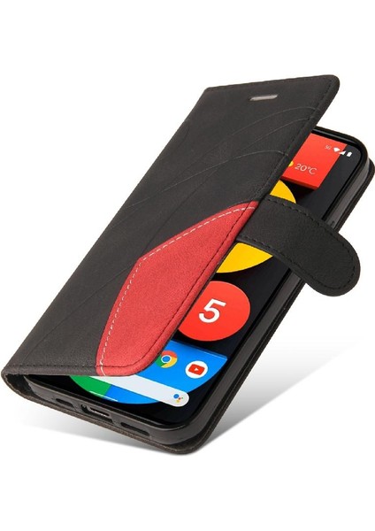 Kart Yuvası Standı ile Google Piksel 5 Için Kılıf Pu Deri Flip Folio Kılıf (Yurt Dışından)