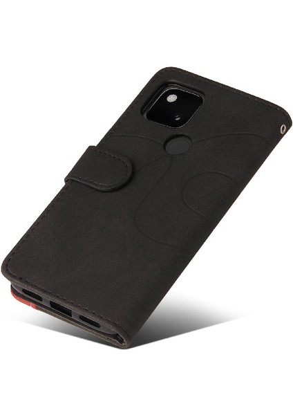 Kart Yuvası Standı ile Google Piksel 5 Için Kılıf Pu Deri Flip Folio Kılıf (Yurt Dışından)