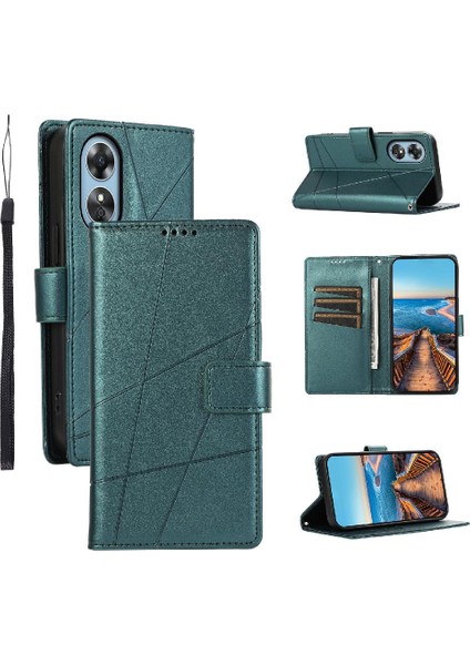 Colorful Shop Oppo A17 Şok Emici Darbeye Kickstand Üç Kart Için Flip Case (Yurt Dışından)