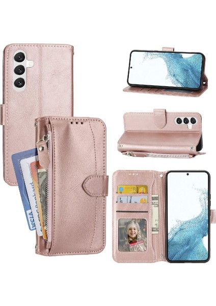 Samsung Galaxy A25 5g Kickstand Pu Deri Kayış Kartı Için Flip Case (Yurt Dışından)