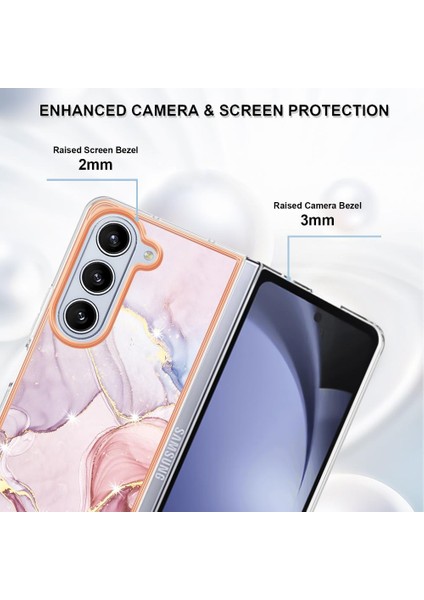 Samsung Galaxy Z Için Kılıf Fold 5 Yumuşak Tampon Mermer Desen Ince Tpu (Yurt Dışından)