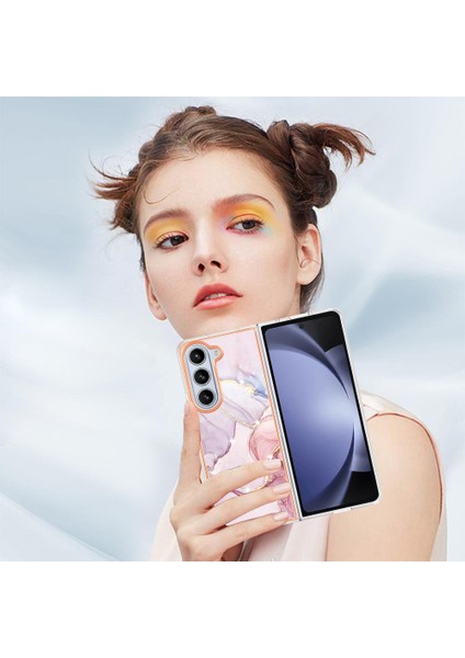Samsung Galaxy Z Için Kılıf Fold 5 Yumuşak Tampon Mermer Desen Ince Tpu (Yurt Dışından)