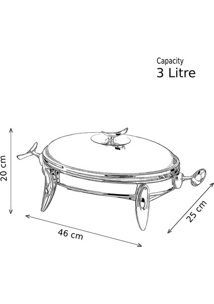 Mum Isıtıcılı Oval Servis Seti 3 Lt