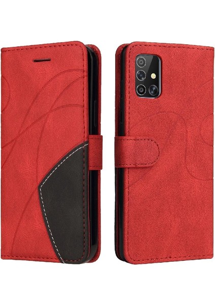 Kart Yuvası Standı Iki Renkli Dikiş ile Samsung Galaxy A71 4g Için Kılıf (Yurt Dışından)