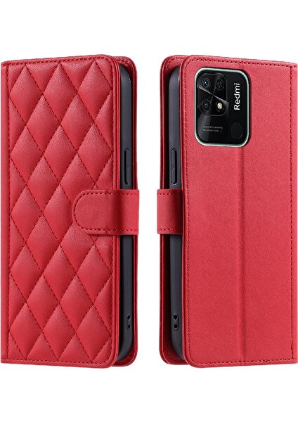 Colorful Shop Telefon Kılıfı Için Xiaomi Redmi 10C Kafes Flip Folio Cüzdan El Kayışı (Yurt Dışından)