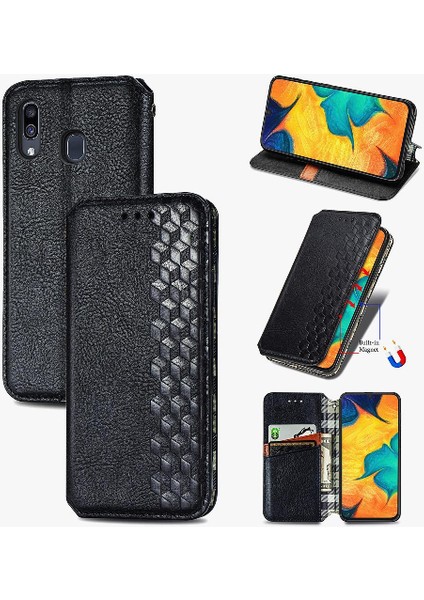 Samsung Galaxy A30 Cüzdan Fonksiyonu Için Kılıf Deri Kılıf Kapak Çevirin (Yurt Dışından)
