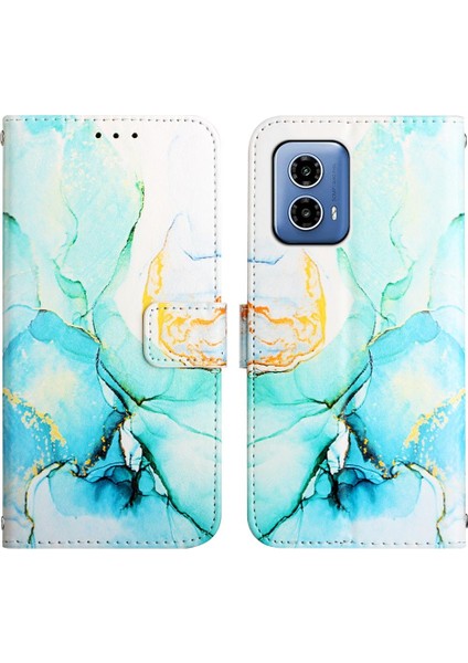Motorola Moto G34 Kickstand Pu Deri Cüzdan Mermer Desen (Yurt Dışından)