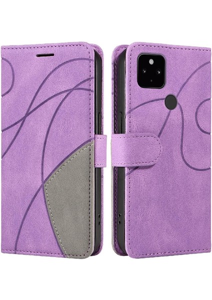 Kart Yuvası Standı ile Google Piksel 5 Için Kılıf Pu Deri Flip Folio Kılıf (Yurt Dışından)