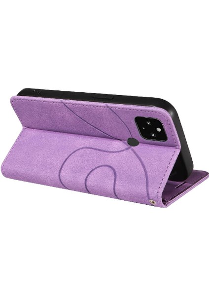 Kart Yuvası Standı ile Google Piksel 5 Için Kılıf Pu Deri Flip Folio Kılıf (Yurt Dışından)