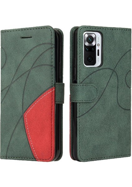 Kart Yuvası Standı Iki Renkli Pu Flip ile Xiaomi Redmi Not 10 Pro Için Kılıf (Yurt Dışından)