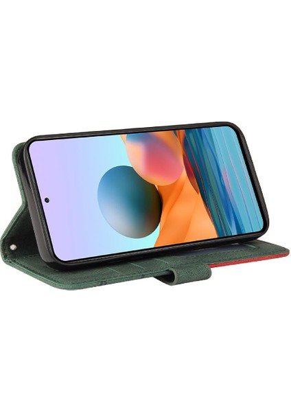 Kart Yuvası Standı Iki Renkli Pu Flip ile Xiaomi Redmi Not 10 Pro Için Kılıf (Yurt Dışından) modelleri
