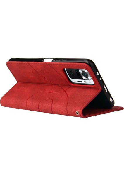Kart Yuvası Standı Iki Renkli Pu Flip ile Xiaomi Redmi Not 10 Pro Için Kılıf (Yurt Dışından) modelleri