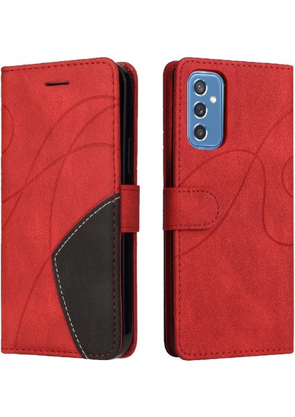 Samsung Galaxy M52 5g Iki Renkli Dikiş Kickstand Koruyucu Pu (Yurt Dışından)
