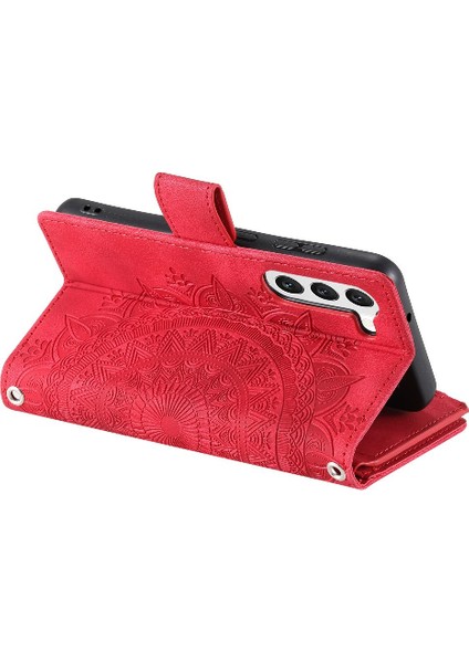Kırmızı Dikey Çizgili Mikrofiber Astar Pu ile Samsung Galaxy S23 Için Kılıf (Yurt Dışından) indirimleri