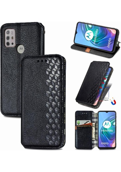 Motorola Moto G30 Zarif Iş Deri Kılıf Kapak Çevirin (Yurt Dışından)