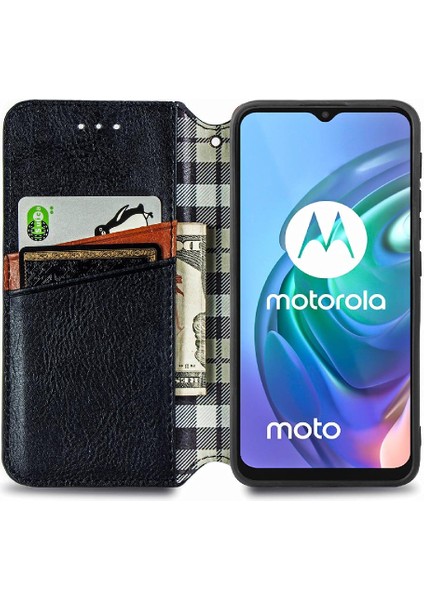 Motorola Moto G30 Zarif Iş Deri Kılıf Kapak Çevirin (Yurt Dışından)