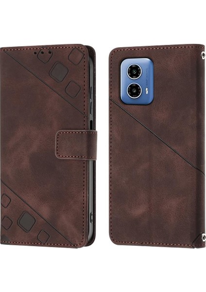 Motorola Moto G34 Manyetik Deri Kart Tutucu Cüzdan Flip Kapak Için Kılıf (Yurt Dışından)