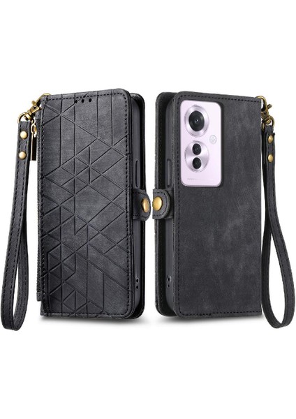 Oppo Oppo 11F 5g Için Flip Case Basit Iş Darbeye Deri Kılıf (Yurt Dışından)