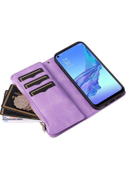 Kart Yuvası Standı Dokuz Kart Yuvaları Fermuar ile Oppo A53 2020/A32 Için Kılıf (Yurt Dışından)