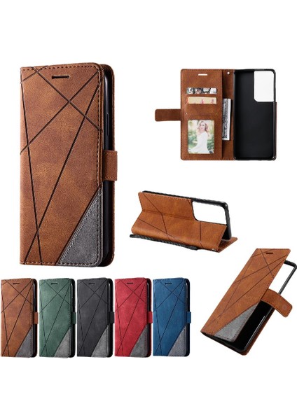 Samsung Galaxy S21 Ultra Darbeye Pu Deri Manyetik Kart Flip Case (Yurt Dışından)