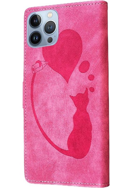 IPhone 12 Için Kılıf Pro Max Cüzdan Kılıf Kabartmalı Sevimli Kedi Flip Folio (Yurt Dışından)