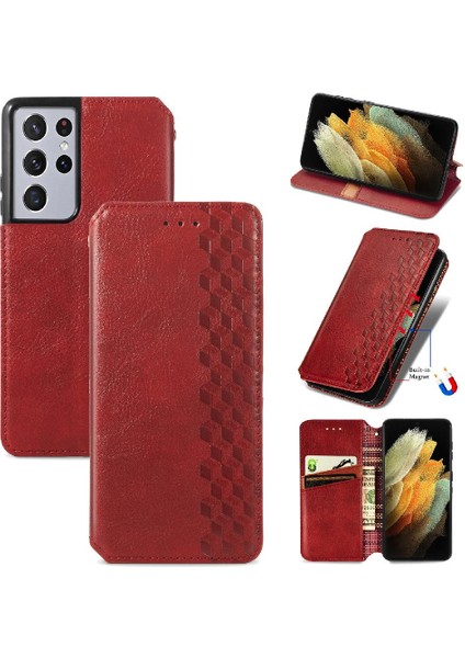 Samsung Galaxy S21 Ultra Zarif Iş Cüzdan Fonksiyonu Için Kılıf Çevirin (Yurt Dışından)
