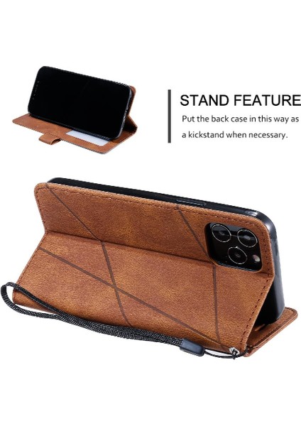 IPhone 12 Için Kılıf Pro Max Kart Tutucu Kickstand Cüzdan Flip Folio Pu (Yurt Dışından)