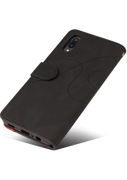 Samsung Galaxy A02/M02 Iki Renkli Dikiş Kickstand Koruyucu Kılıf (Yurt Dışından)