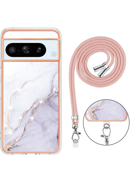 Google Piksel 8 Pro Crossbody Kordon Askısı Mermer Anti-Scratch Için Kılıf (Yurt Dışından)