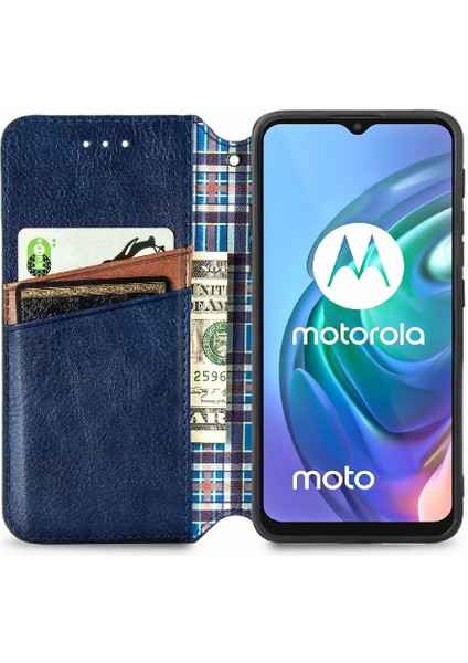 Motorola Moto G30 Zarif Iş Deri Kılıf Kapak Çevirin (Yurt Dışından)