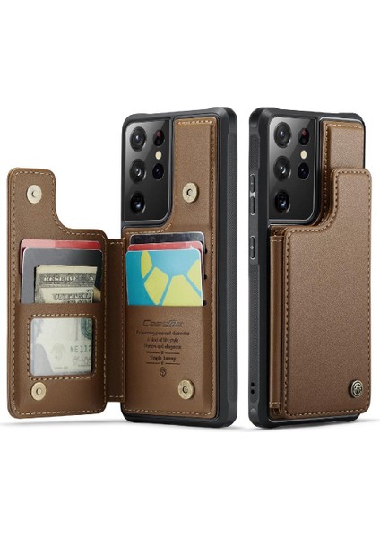 Samsung Galaxy S21 Ultra Kickstand Pu Deri Kart Için Caseme Cüzdan Kılıf (Yurt Dışından)