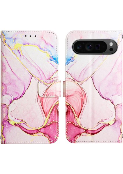 Google Piksel 9 Pro Pu Deri Kickstand Mermer Desen Cüzdan Için Kılıf (Yurt Dışından) modelleri