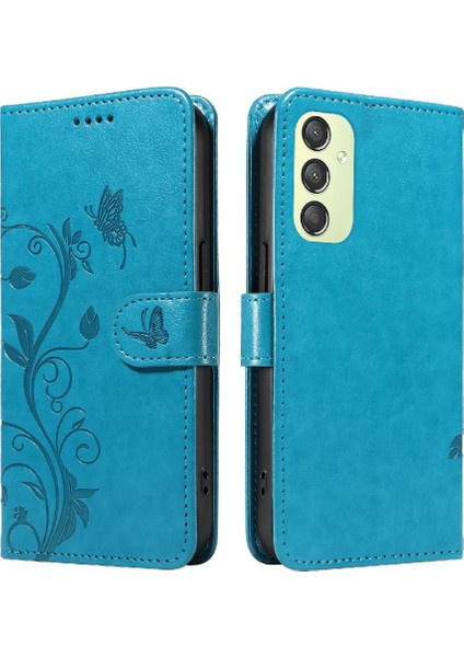 El Kayışı ve Kart Yuvası Cüzdan Telefon ile Samsung Galaxy A24 4g Için Kılıf (Yurt Dışından)