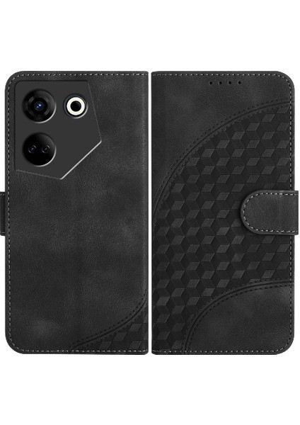 Tecno Camon 20 Darbeye Deri Kılıf Için Kılıf Geometrik Desen Flip Pu (Yurt Dışından)