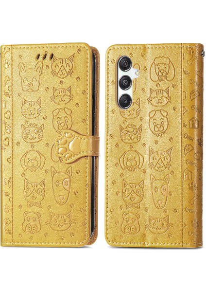 Samsung Galaxy M34 5g Flip Kapak Darbeye Karikatür Hayvanlar Için Kılıf (Yurt Dışından)