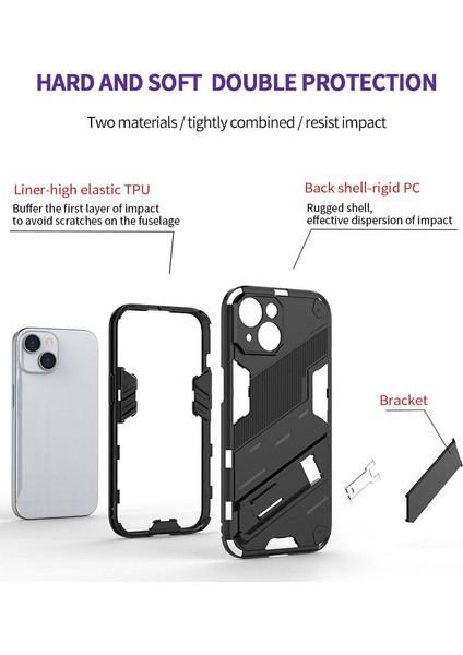 Iphone 15 Için Sağlam Askeri Koruyucu Kapak Kickstand (Yurt Dışından)