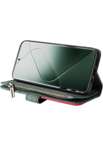 Xiaomi 14 Pro Iki Renkli Dikiş Dokuz Kart Yuvaları Fermuar Cüzdan (Yurt Dışından) indirimleri