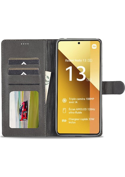Xiaomi Redmi Not 13 Için Kılıf 5g Buzağı Doku Yatay Çevir Deri Kılıf (Yurt Dışından)