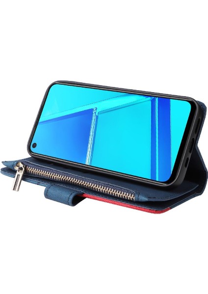 Oppo A92/A72/A52 Iki Renkli Dikiş Fermuar Cüzdan Tarzı Dokuz (Yurt Dışından)