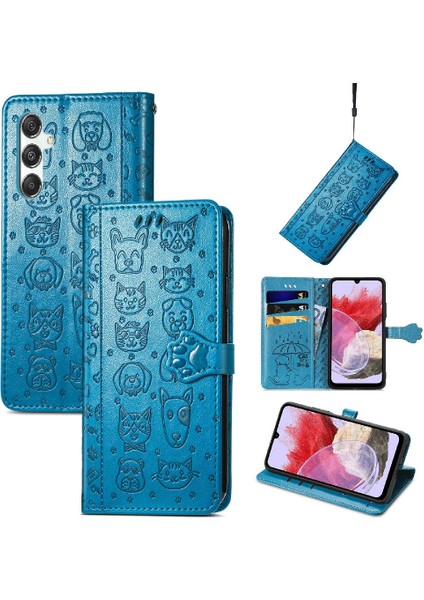 Samsung Galaxy M34 5g Flip Kapak Darbeye Karikatür Hayvanlar Için Kılıf (Yurt Dışından)