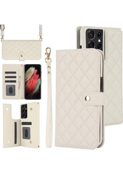 Samsung Galaxy S21 Ultra Crossbody Tarzı 5 Kart Yuvaları ile Cüzdan (Yurt Dışından)